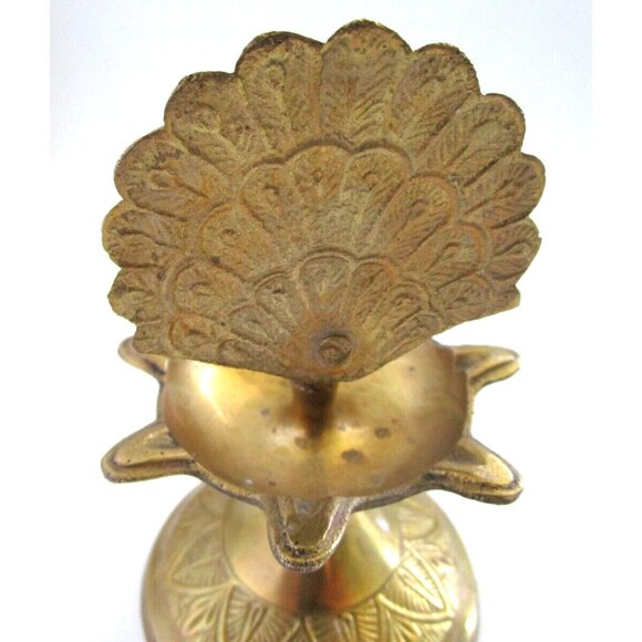 Vintage Brass Peacock Bird Shape Religious Wick Oil Lamp - Diya Aarti Home Décor - Picture 7 of 16